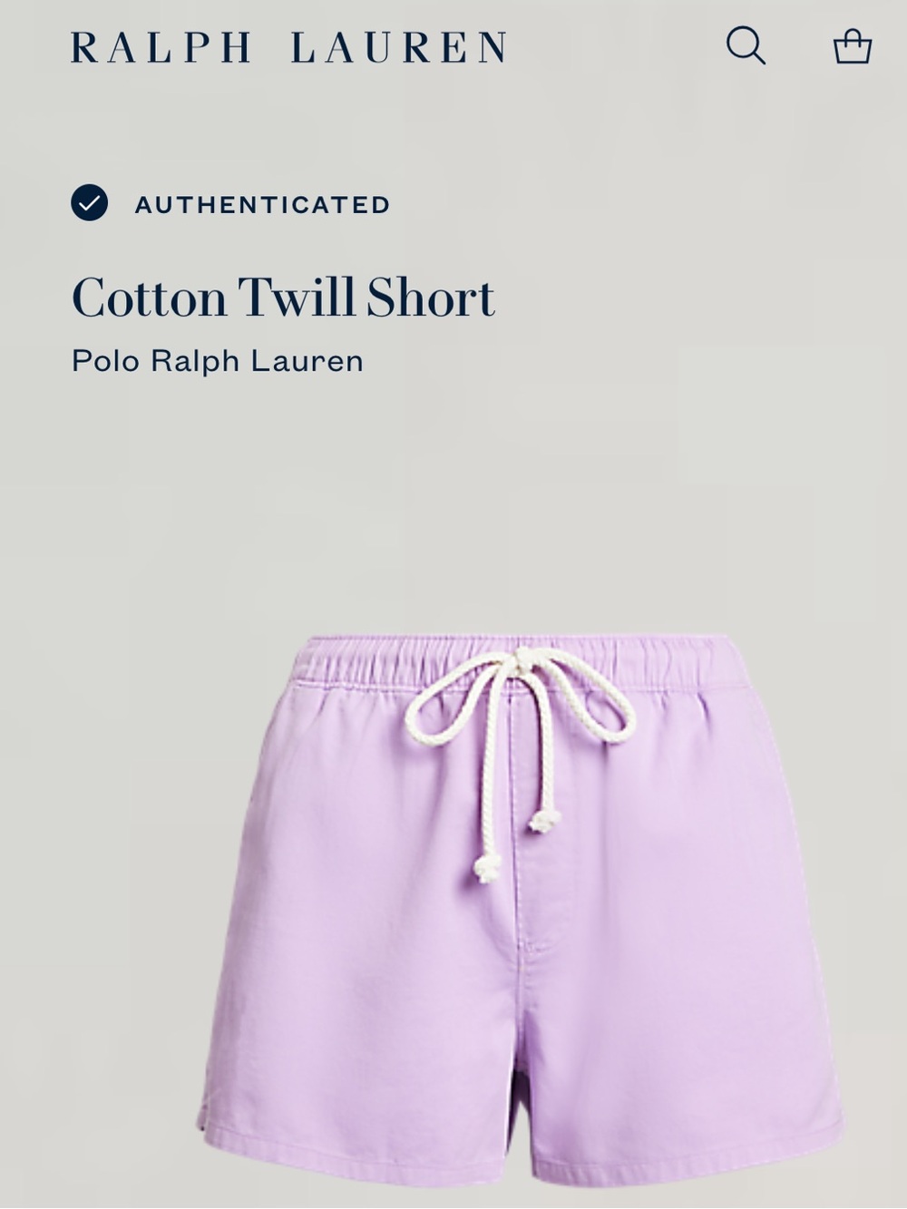 Ralph Lauren Lavender Cotton Twill Shorts